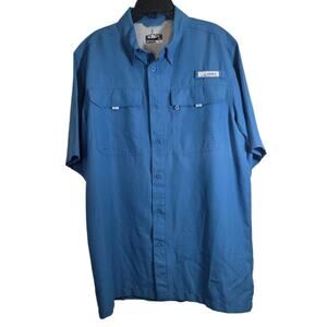 Habit Men’s Size M Vented Blue Short Sleeve‎ Button Up 40+ Solar Factor Fishing